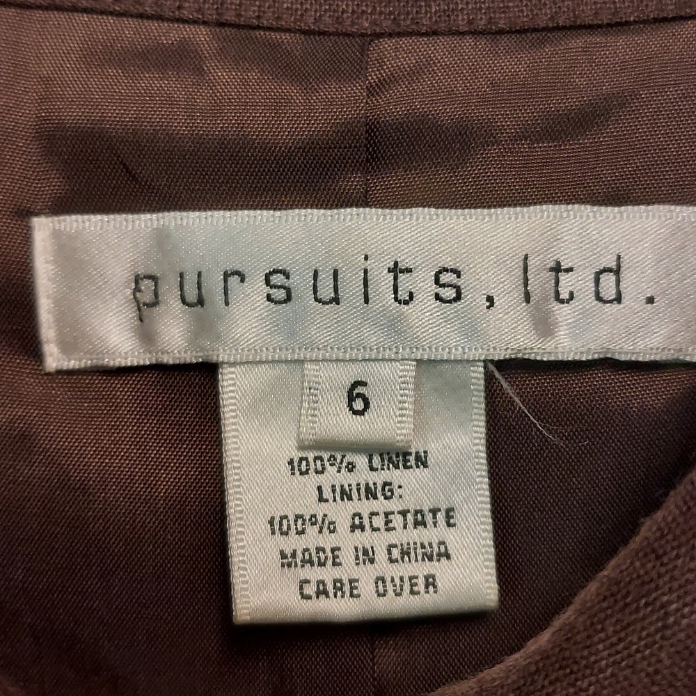 Vintage Womens Brown 100% Linen Safari Shirt Jacket Belted Utility 6 Minimalist - Picture 3 of 6